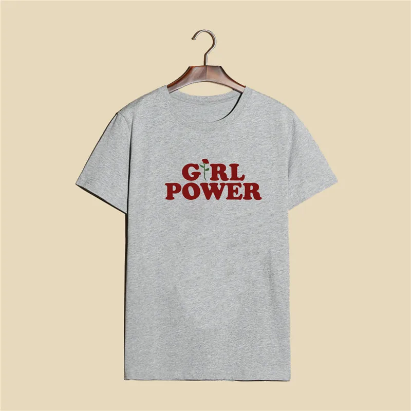 

Hongmiao 2021 New Summer Sport T Shirt Girl Power Letter T Shirt Rose Love Red Print Cotton Running Short-sleeved T-shirt C115
