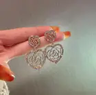 Женские металлические серьги, классические ажурные серьги в форме сердца, 2021