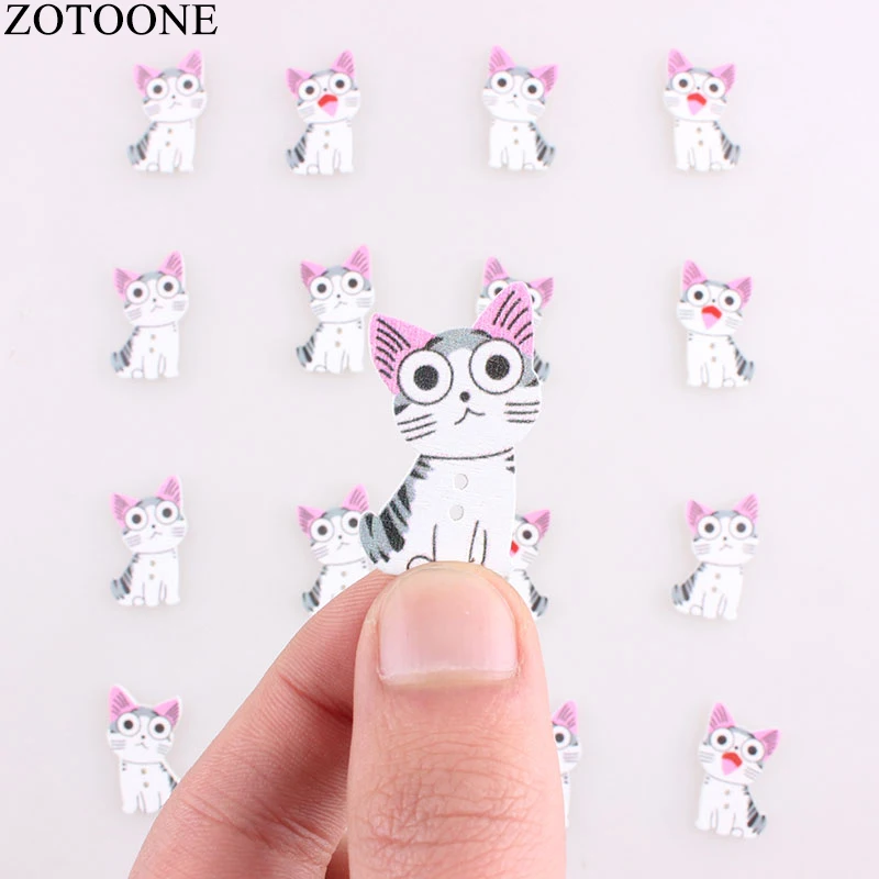 ZOTOONE Деревянные красочные милые пуговицы кошки ручной работы рождественские