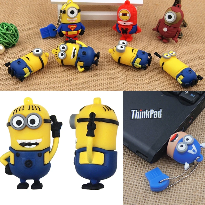 Fivestars купить милые Миньоны карта памяти USB флешка 2 0 флэш накопитель 64 ГБ 32 128 Мб