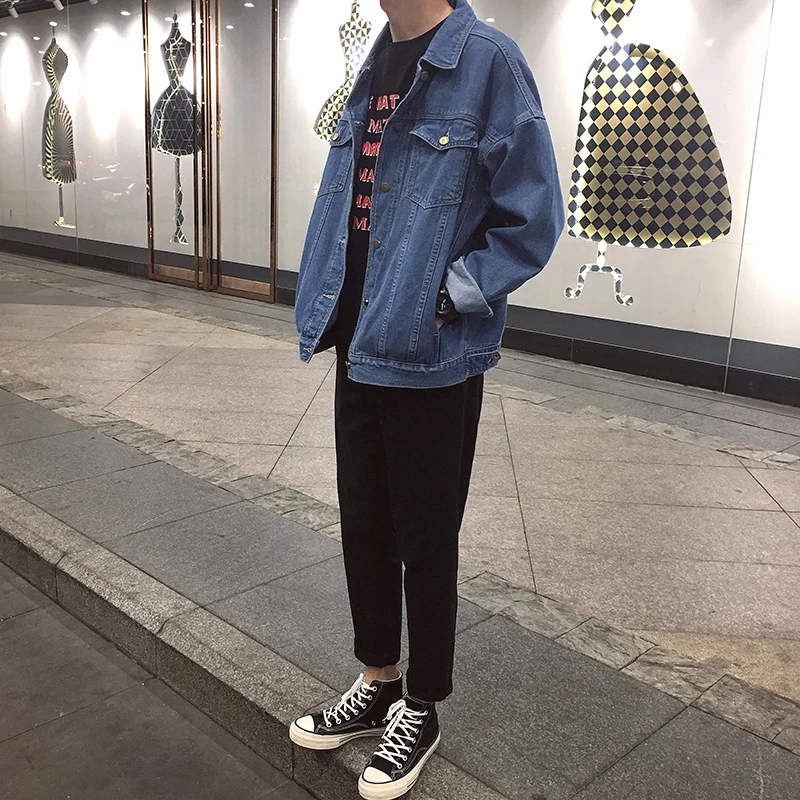 

Korean Style Men Jacket Autumn Fashion Denim Spring Cardigan Harajuku Hip Hop Men Jacket Hommes Veste Men's Clothing DB60JK