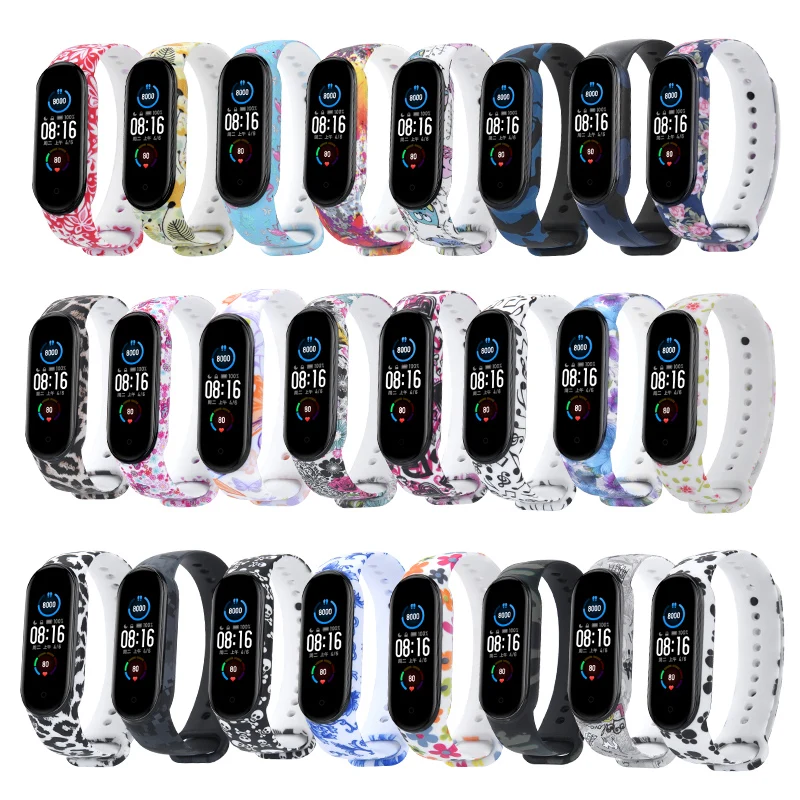 Sport Strap For Xiaomi Mi Band 3 4 5 6 Silicone Wristband Replace Mi band 4 Graffiti style Bracelet For Mi Band 6 band 5 straps images - 6