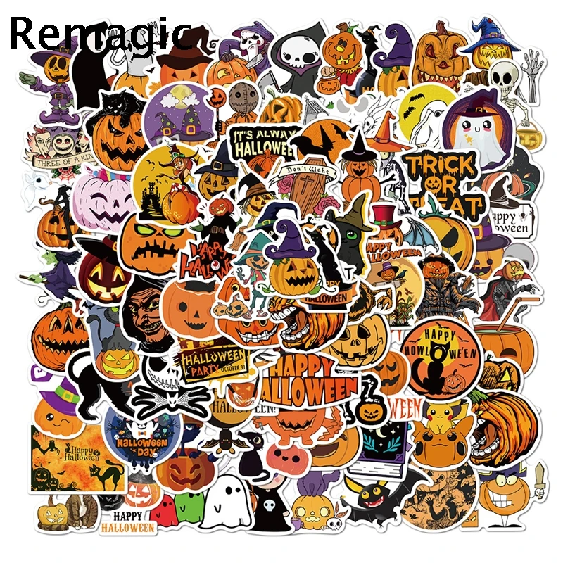 

100pcs Happy Halloween Stickers decal scrapbooking diy pasters home decoration phone laptop waterproof cartoon accessories
