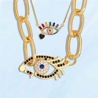 women vintage cute evil eye rainbow crystal necklace love zircon neck pendant teen girls personalize necklace gothic accessories