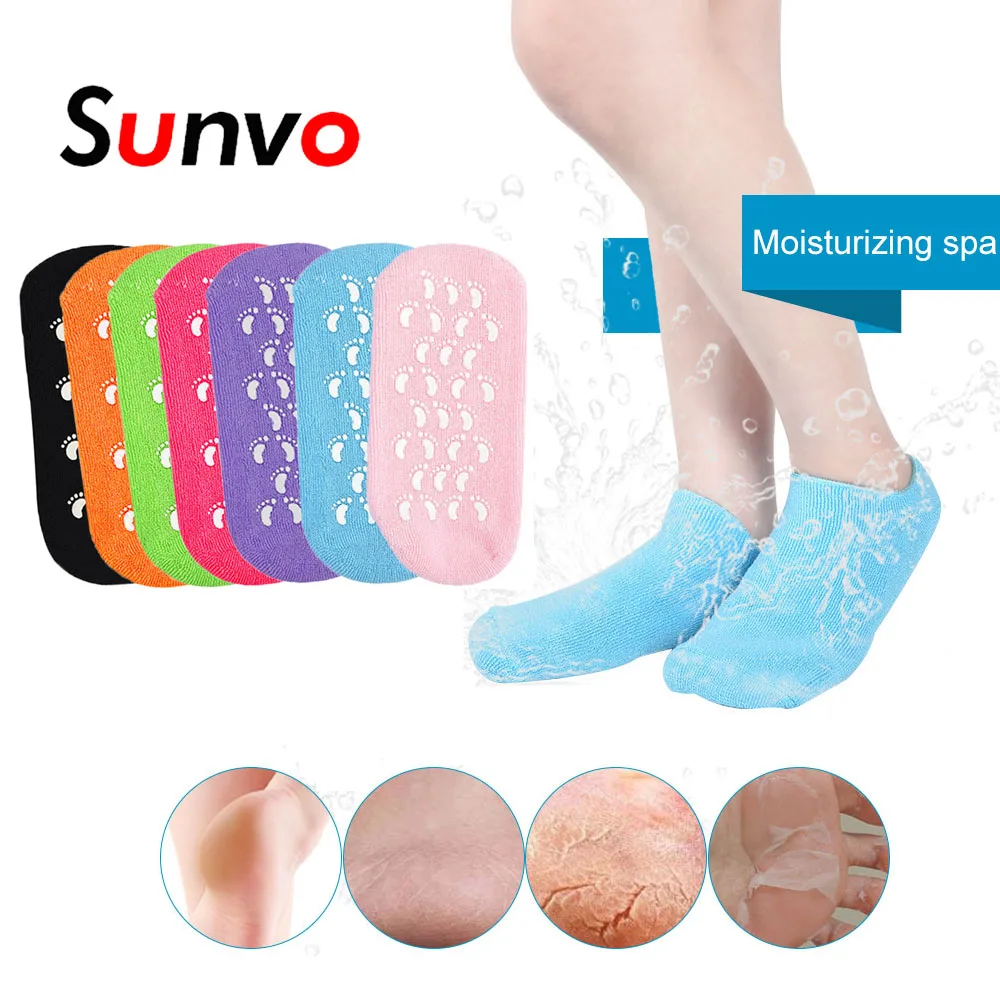 

Sunvo Plantar Fasciitis Socks for Achilles Tendonitis Calluses Spurs Cracked Pain Relief Heel Pads Foot Care Insert Silicone Pad