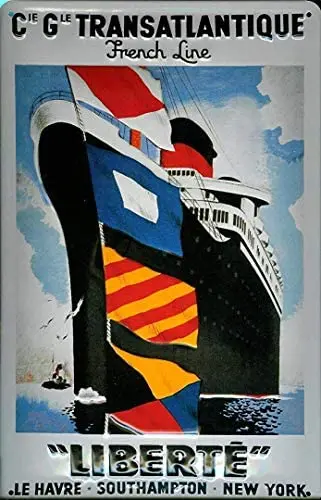 

French Line Liberte Retro Street Sign Household Metal Tin Sign Bar Cafe Car Motorcycle Garage Decoration Supplies12 X 8 Inch