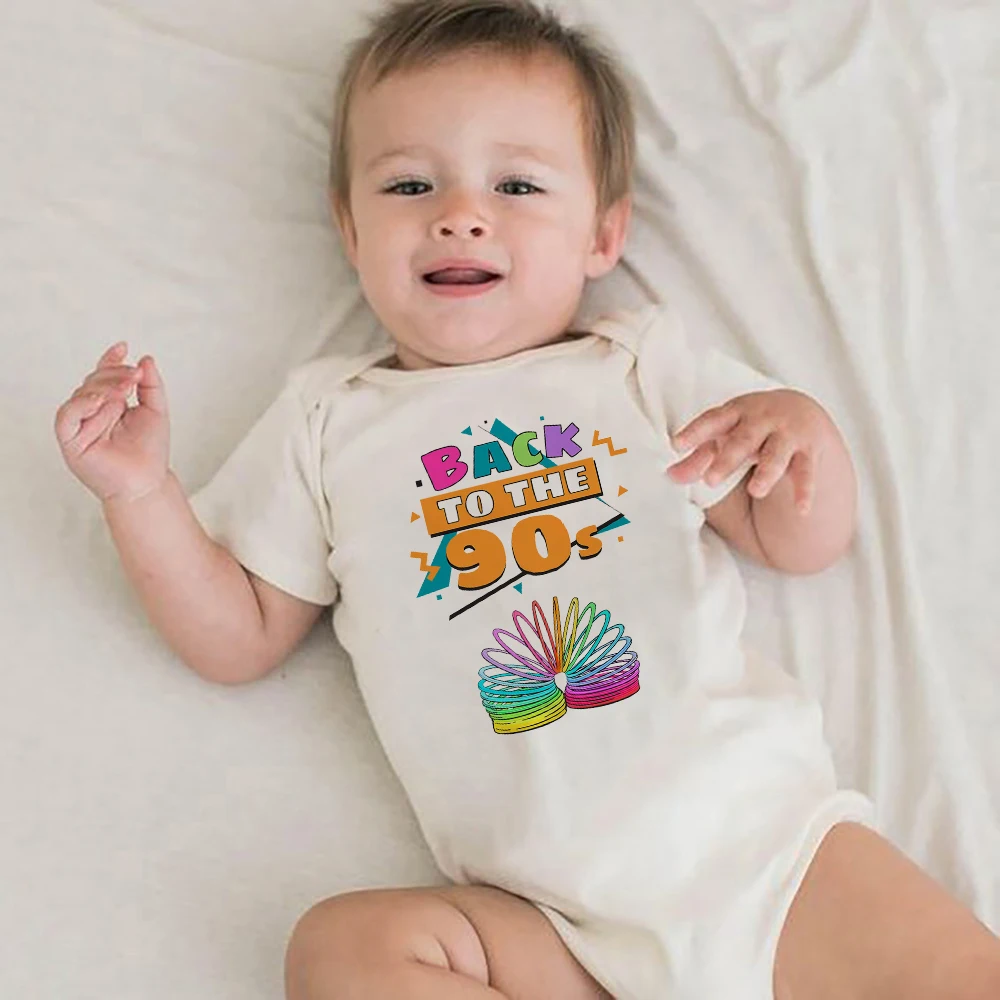 

New Romper Newborn Girls Bodysuit Clothes Back To The 90s Print Casual Fun Ropa Bebe Cozy Crewneck Boy Infant One Piece