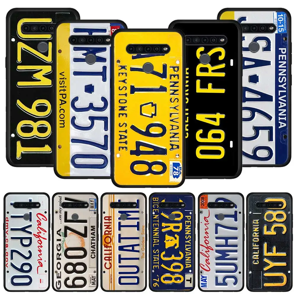

Retro Funny License Plate Number Car Case For LG K71 K61 K92 K52 K50s K50 K42 K40 K40S K41s G8 G7 G6 Q52 Q92 Silicone Soft Shell