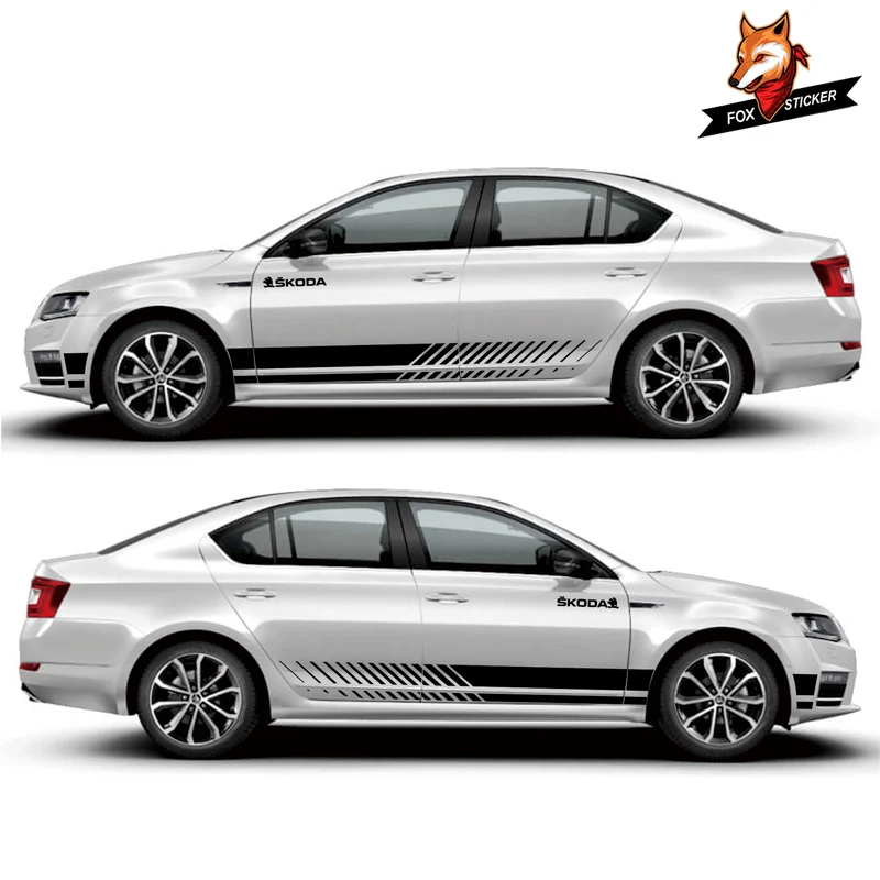 

Gloss Auto Side Car Sticker Sport Stripes Car Stickers Body Sport Decals Auto Stickers for Skoda Octavia Mark Levinson