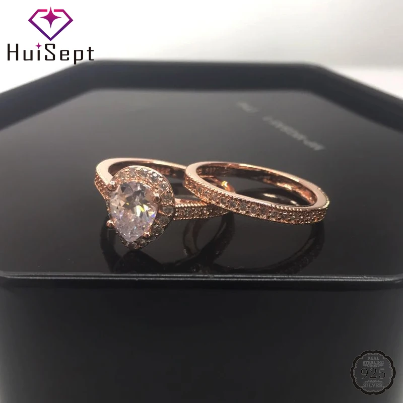 Женское кольцо HuiSept ювелирное изделие из серебра 925 пробы в форме капли воды