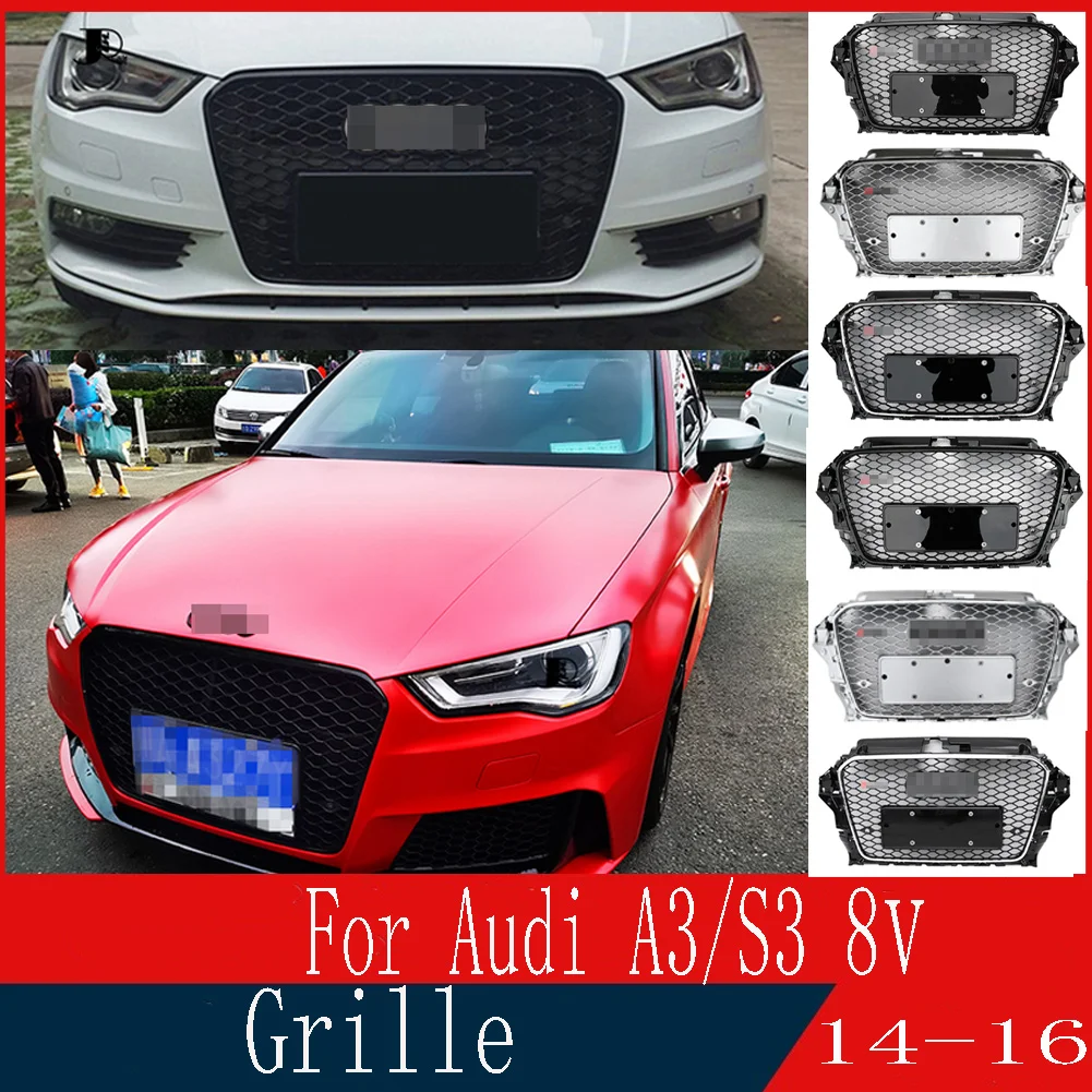 

Для Audi A3/S3 8V 2014 2015 2016 (установка для RS3 style) автомобильный аксессуар передний бампер решетка Центральная панель Стайлинг верхний гриль 14 15 16