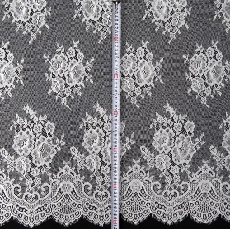 Кружевная ткань с французскими ресничками 3 м/лот 150 см кружевная нейлоновая