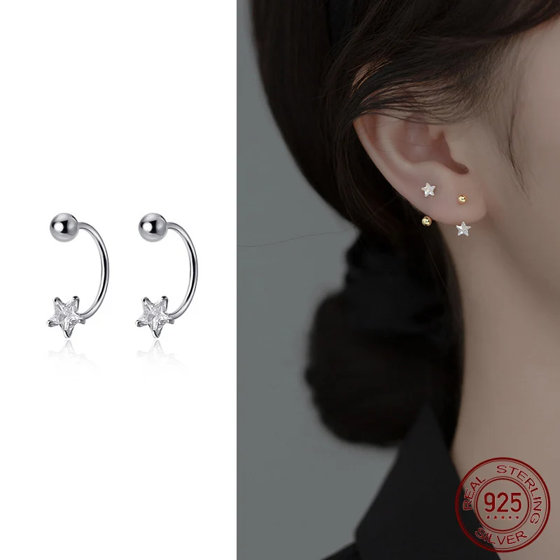 

La Monada Star Minimalist Woman Hoop Earrings Silver 925 Fine In Jewelry 925 Sterling Silver Earrings For Women Hoops Hook