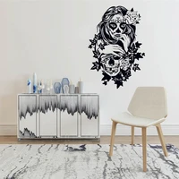 tattoo wall sticker tribal sugar skull wall decal vinyl for living room candy mexican day of the dead mural dw10467