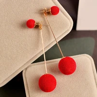 1 pair faux fur ball dangle earring for women cute white pompom earring girl nice gifts accessories bestsellers