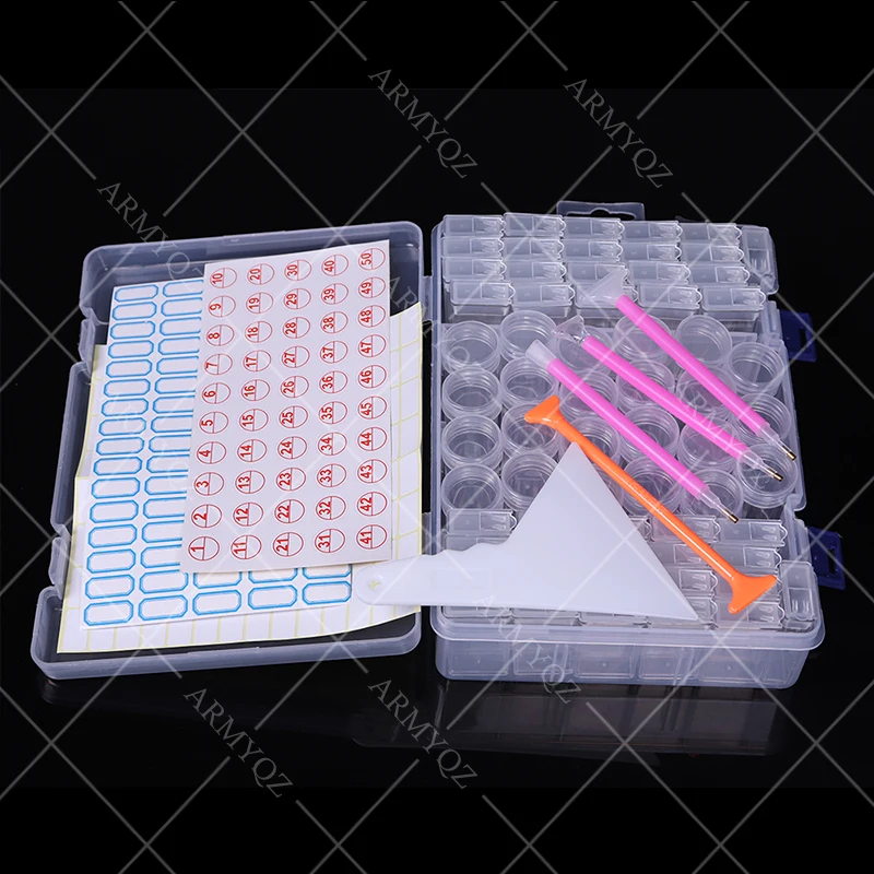 

65 Slots Bottles Diamond Painting Storage Box Plastic Nail Art Organizer Rhinestone Beads Case Holder Container Accessories