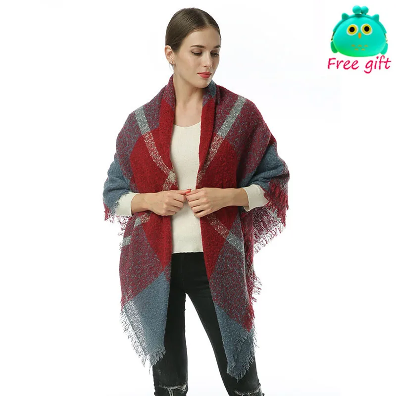 Женский клетчатый шарф YILIAN шаль Пашмина для осени и зимы 2020|Женские шарфы| |