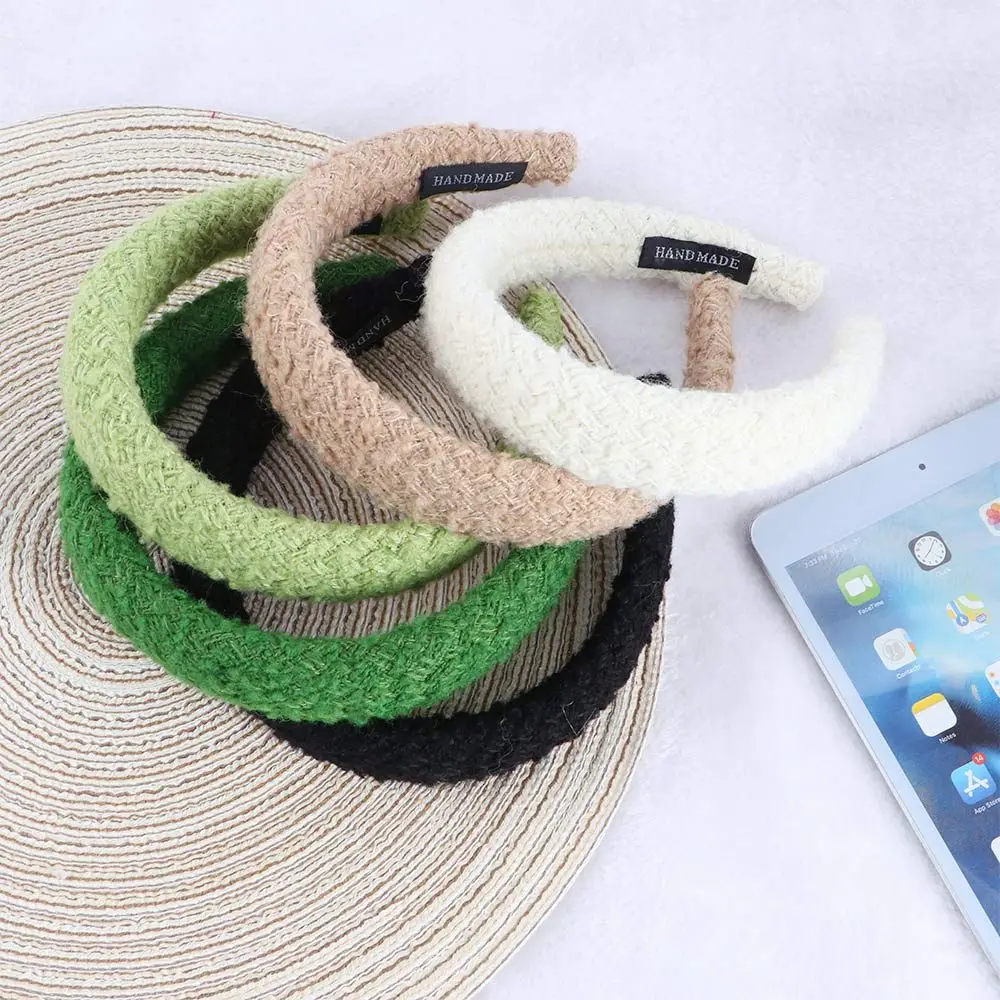 

French Autumn And Winter Little Fragrant Style Retro Sponge Solid Color Braided Hairband Female Wide Brim Headband Headwear