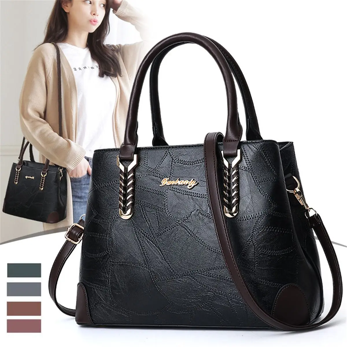 

Винтажные женские Ручные Сумки из искусственной кожи, роскошные сумки через плечо, дизайнерские женские сумки на плечо, модные сумки для же...