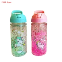 portable stylish double straw unicorn ice cup summer cold drink juice coffee water cup boys girls plastic cups novelty gift