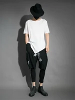 mens summer 2021 thin cotton linen asymmetrical irregular fashion design casual loose large size t shirt