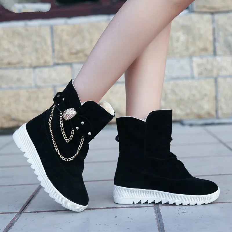 LZJ Mujer Zapatos/новые женские повседневные зимние теплые ботинки женские удобные ботинки до середины икры с круглым носком и бантом без застежки на плоской подошве женские ботинки