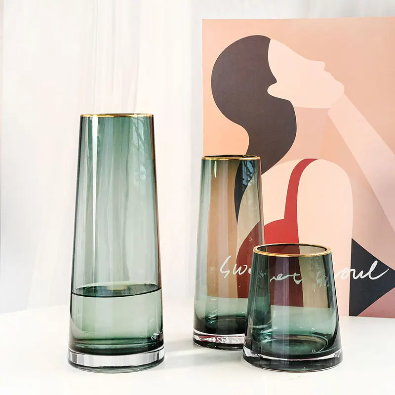 

Light Luxury Vase Transparent Glass Ornaments Living Room Flower Arrangement Dried Flowers Small Creative Simple Nordic