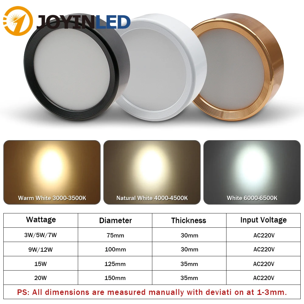 

LED Downlight Modern Colorful Ceiling Lamp Surface Mounted Spot Led 3W 5W 7W 9W Ultra Thin Bedroom Living Room Lighting 220V