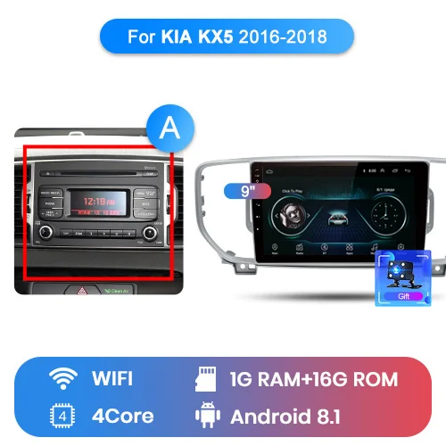WIFI (1GB 16GB) A Junsun V1 2 ГБ+ 32 ГБ, Android 9,0 DSP автомобильный радио мультимедиа плеер gps навигатор для KIA Sportage 4 аудио 2Din dvd - Цвет: WIFI (1GB 16GB) A