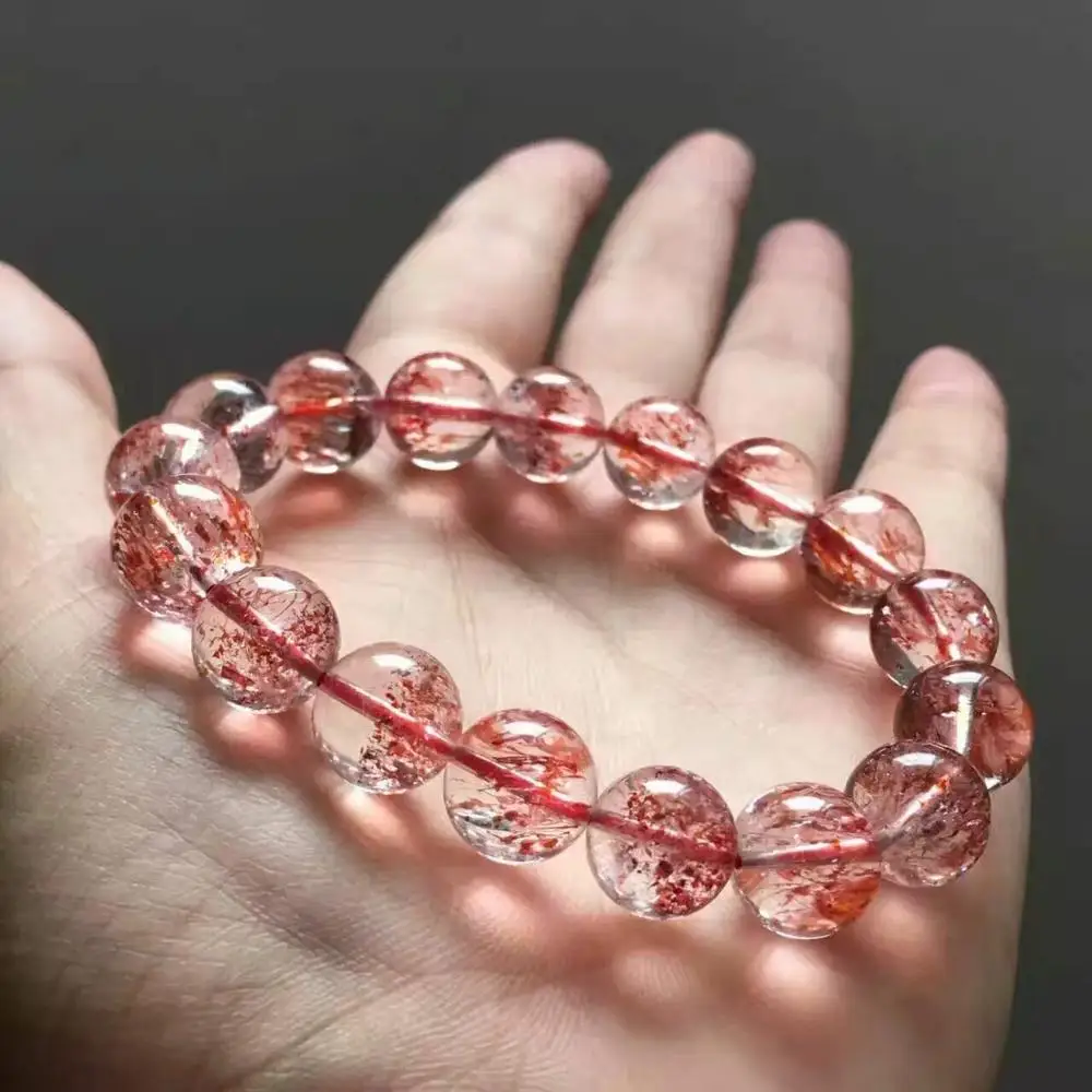 12mm Natural Lepidocrocite Quartz Bracelet Red Super Seven Stone Round Beads Stretch Crystal AAAAA Certificate |
