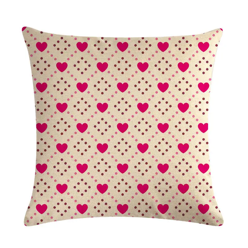 Pillow Case Pink Heart Print Series Linen Cushion Cover Pillowcases In Decorative Bedding Kussenhoes 45x45cm Throw | Дом и сад