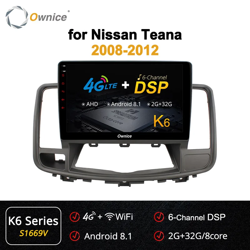 Ownice K1 K2 K3 K5 K6 2 DIN Восьмиядерный Android 8,1 автомобильный gps-навигатор для NISSAN Teana 2008-2012 радио аудио стерео dvd-плеер 4G - Цвет: S1669 K6 Series