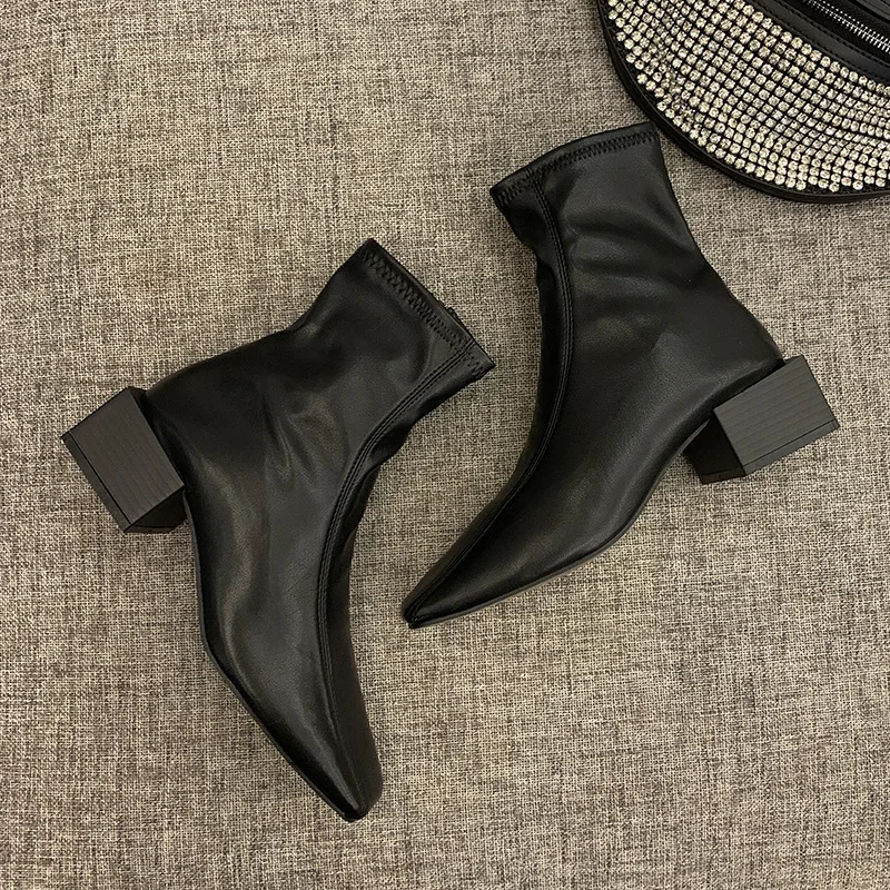 

White Mid-Calf Boots Round Toe Women Shoes Autumn Winter Footwear Boots-Women Zipper Low Med 2020 Mid Calf Rubber Rock