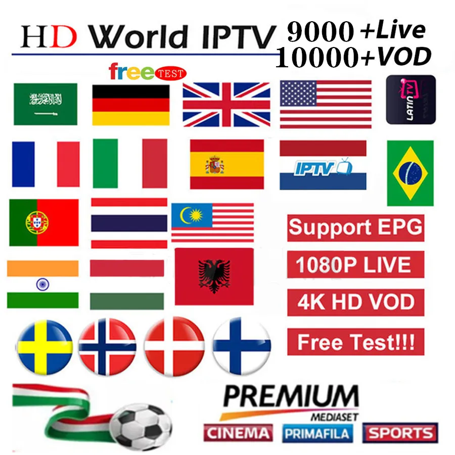 HD World IPTV+ 9000 Live 10000 VOD 4K hd-канал лучший для Европы арабский Азиатский Африка латино Америка глобальная IPTV подписка