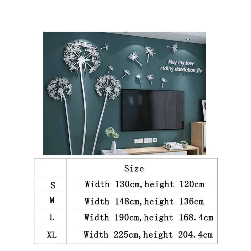 

Акриловые зеркальные наклейки с одуванчиком