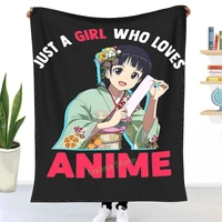 otaku art just a girl who loves anime kirigaya suguha throw blanket 3d printed sofa bedroom decorative blanket children adult