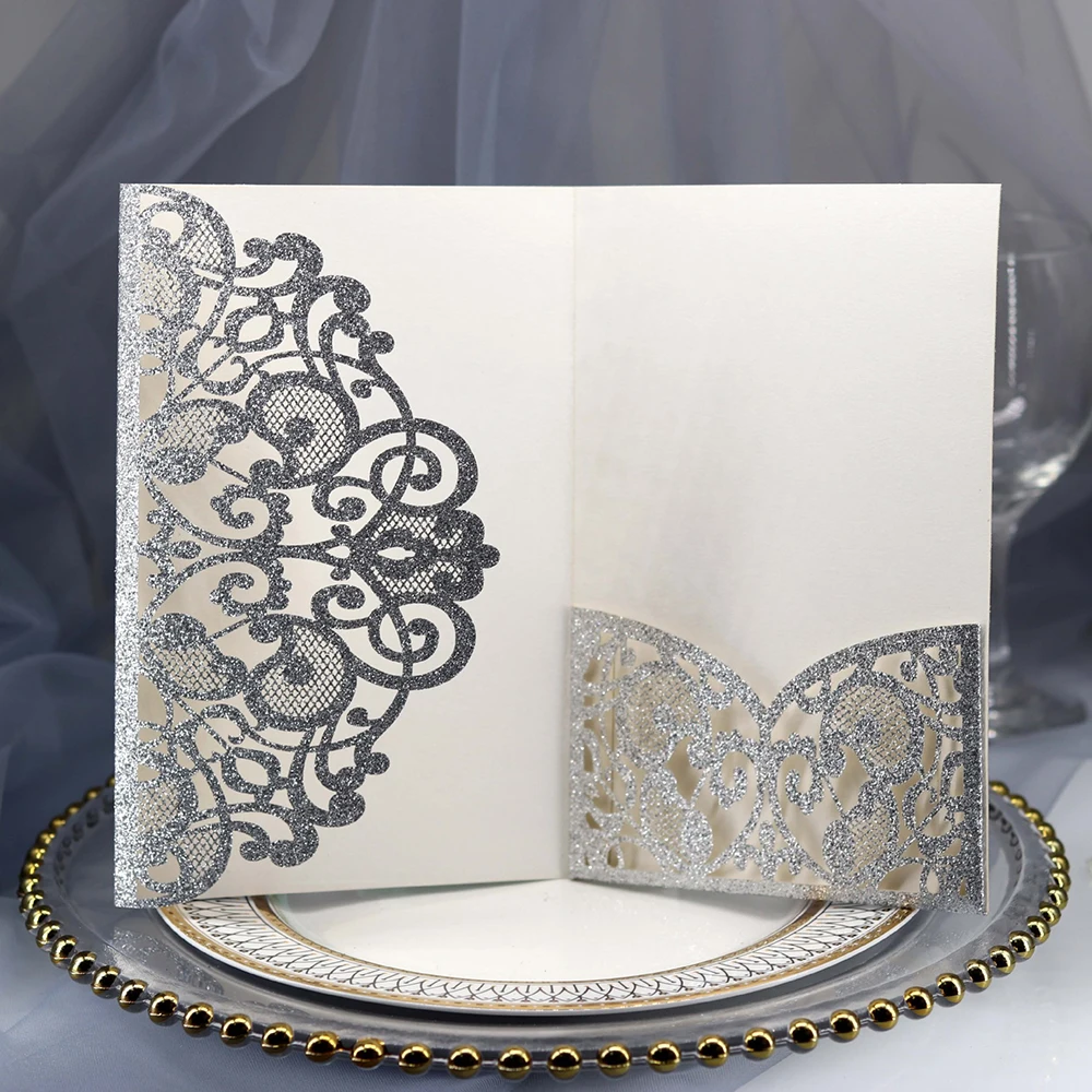 20 шт. 3 складки 5x7'' Темно-синие Свадебные Приглашения карты с бордовыми