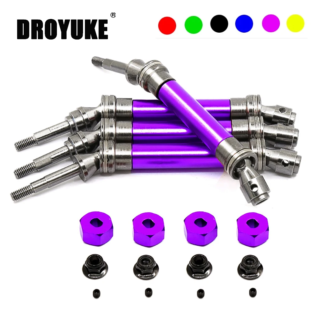

Droyuke 4pcs CVD Front Rear Drive Shaft Metal Transmission Axle for Traxxas Slash 4X4 1/10 RC Car RC Toy Replacement parts