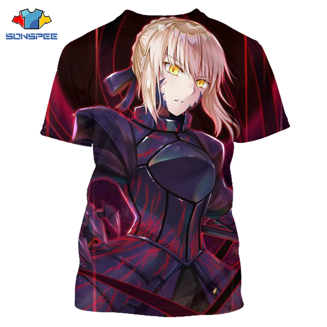 

SONSPEE Fate Stay Night T shirt 3D Print Casual T-shirt Short Sleeve Anime Harajuku Summer Men Women Clothes