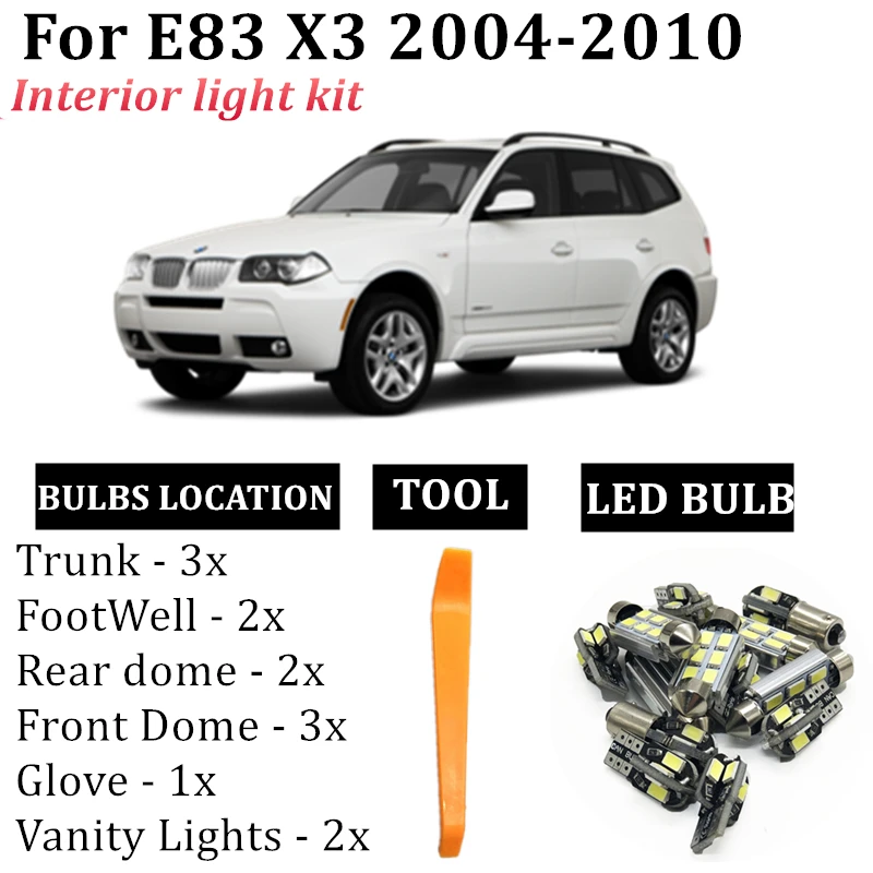 13x внутренний светодиодный светильник Лампы Canbus набор для BMW X3 E83 аксессуары 2004-2010