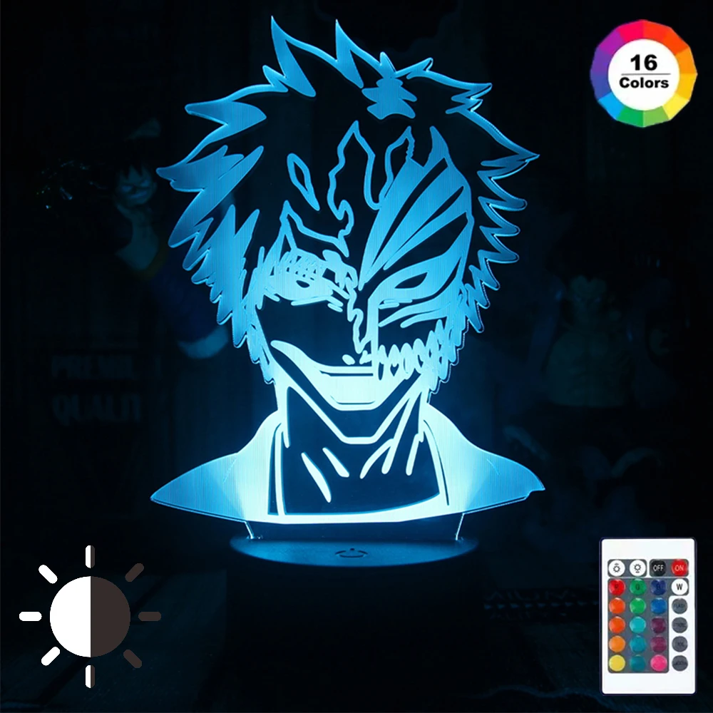 

New Anime Bleach Mask Face Led Night Light Lamps for Kids Bedroom Decoration Nightlight Gift for Children Study Room Decor Light