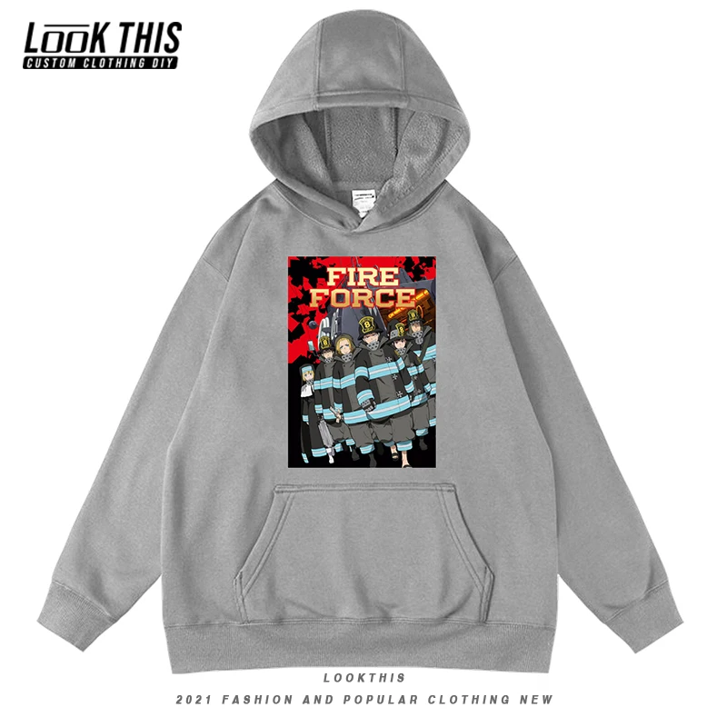 

Anime Fire Force Men's Hoodies Cartoon Mens Oversized Hoodie High Street Sweatshirts Hip Hop Streetwear Male Hooded Loose Tops