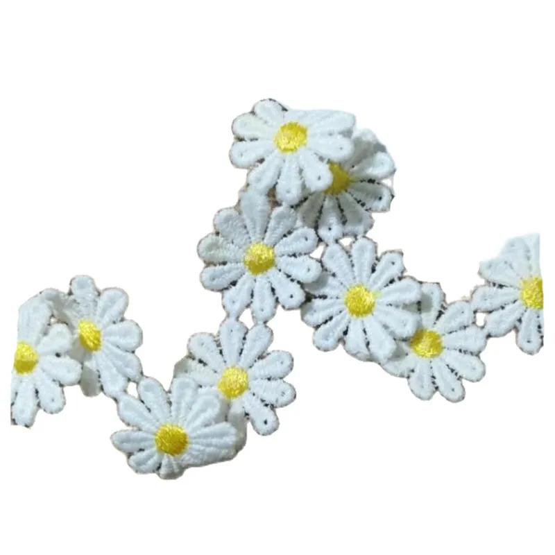 Кружевная лента с вышивкой 1 размер цветочные маргаритки кружево хлопок гипюр 2 5