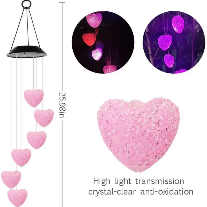 

LED Wind Chime Solar Home Decoration Five Pointed Star Love Dragonfly Pendant Color-changing LED Mobile Wind Chimes