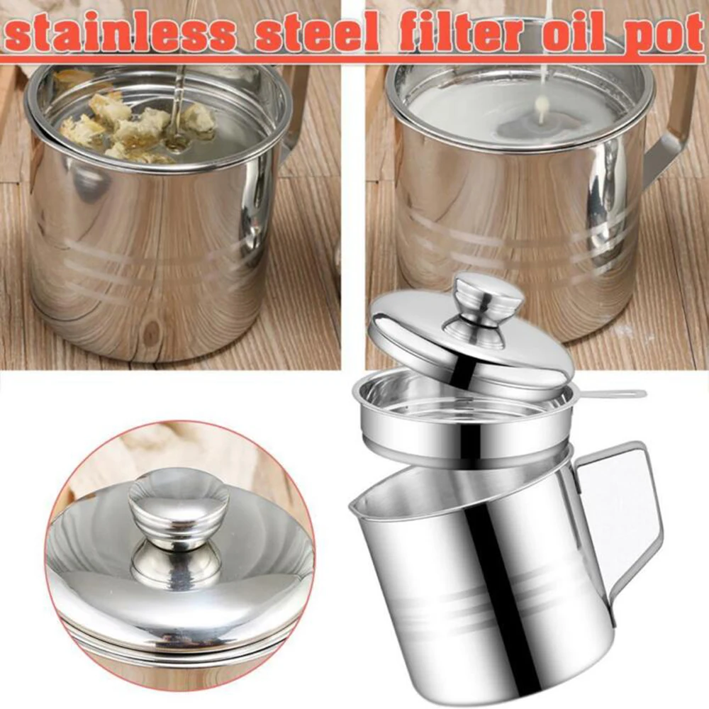 

Kitchen Filter oil pot 11.3cm Stainless steel Oil Container Filter Pot