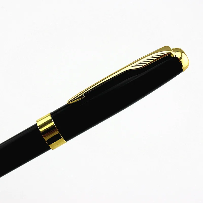 

Black gold clip metal rotating ballpoint pen for school study office stationery luxury gift pen hotel business signature pen