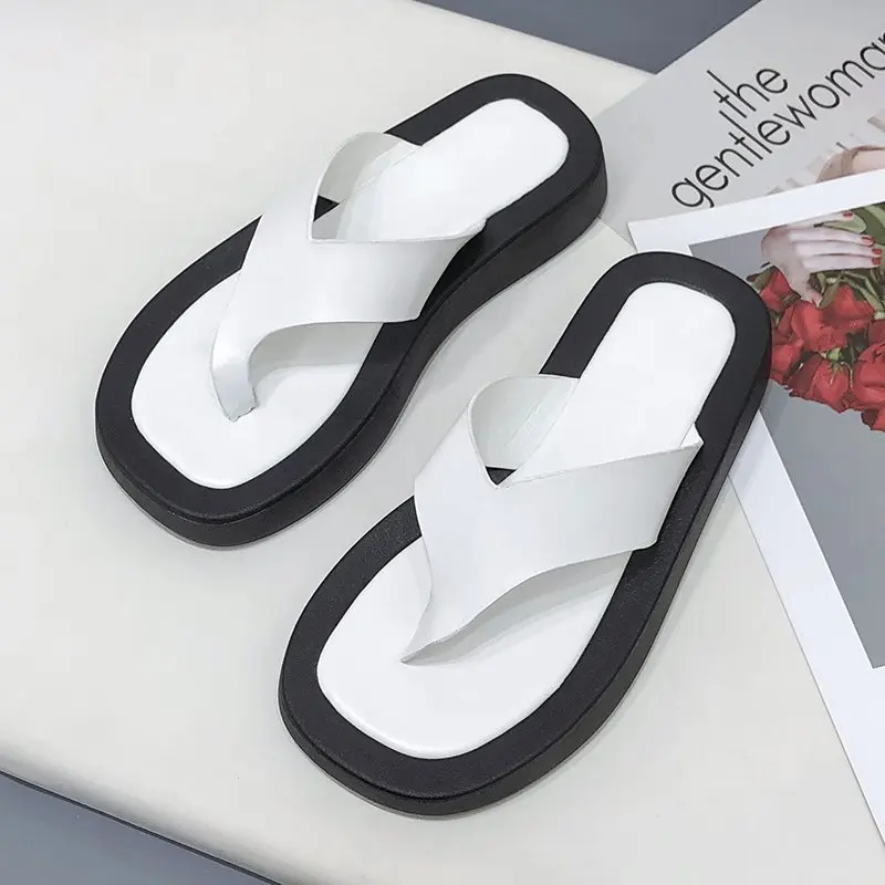 

2021 Summer New Thick-Soled Women's Slippers Flip-Flops High-Quality Beach Shoes Non-Slip Casual Shoes