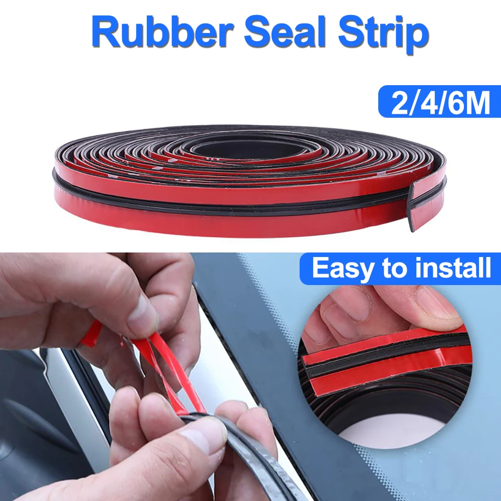 

2/4/6M Car Door Rubber Seal Strip Adhesive Stickers Car Insulation Weatherstrip Soundproof Sealing Accessories Dropshipping