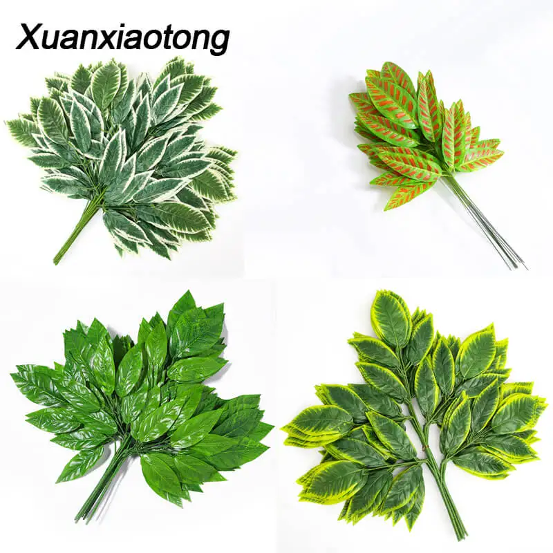 Xuanxiaotong 12 шт./компл. зеленый манго листья искусственные растения древовидные ветви для дома вечерние украшения свадебной сцены Декорация