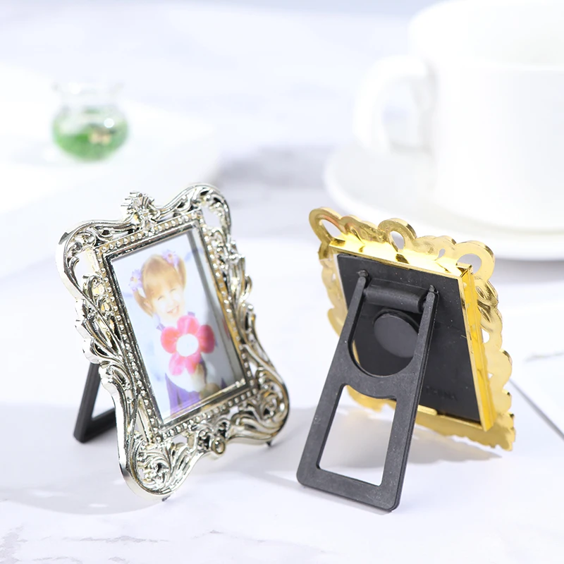 Винтаж золото картина каркас прямоугольные фоторамки для 1/12 кукольный домик в